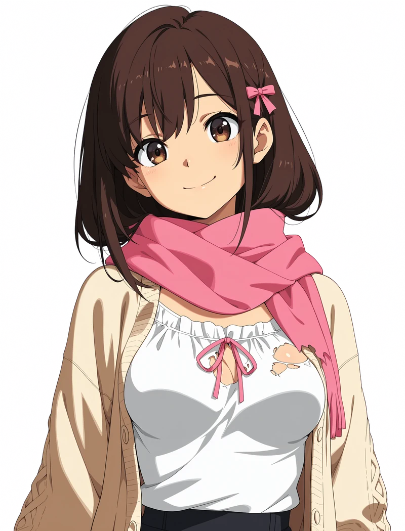 A survivor with a pink scarf, glimpsed in the shadows.